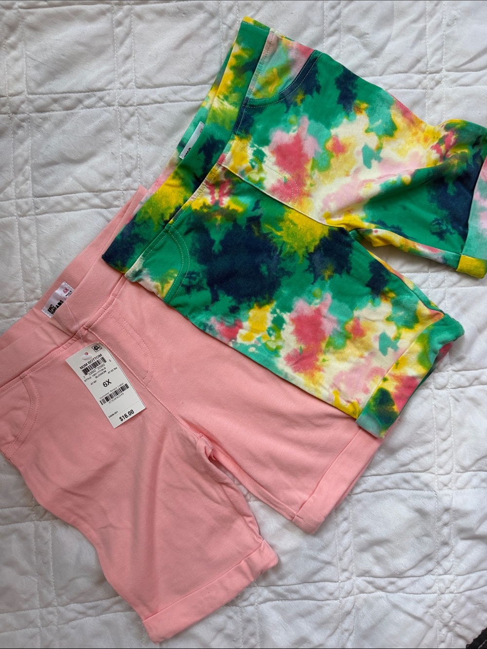 Epic Threads Kids 2-Pack Shorts — Pink & Green Tie-Dye